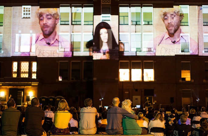 TBA:12 Festival audiences watching Big Art Group's The People—Portland. Photo: Joseph Webb.